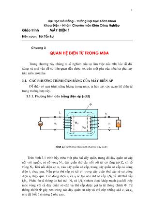 Giáo trình Máy điện 1 - Chương 3: Quan hệ điện từ trong MBA