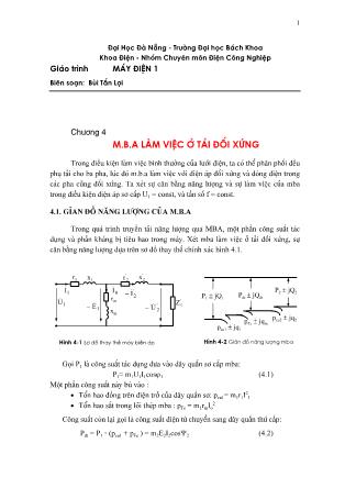 Giáo trình Máy điện 1 - Chương 4: M.B.A làm việc ở tải đối xứng