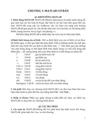 Giáo trình môn Matlab - Chương 1: Matlab cơ bản