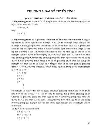Giáo trình môn Matlab - Chương 2: Đại số tuyến tính