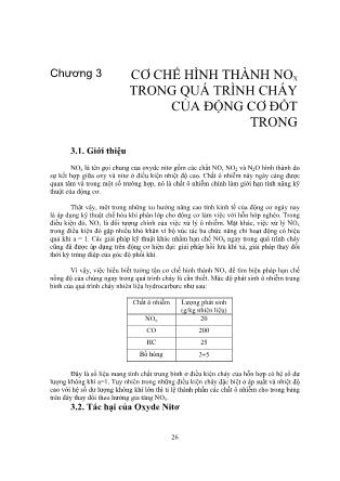 Giáo trình Ô tô và ô nhiễm môi trường - Chương 3: Cơ chế hình thành NOx trong quá trình cháy của động cơ đốt trong