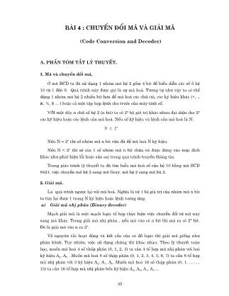 Giáo trình thực tập Kỹ thuật số - Bài 4: Chuyển đổi mã và giải mã (Code Conversion and Decoder)