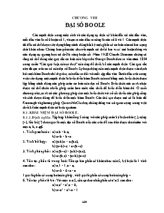 Giáo trình Toán rời rạc - Chương 8: Đại số Boole