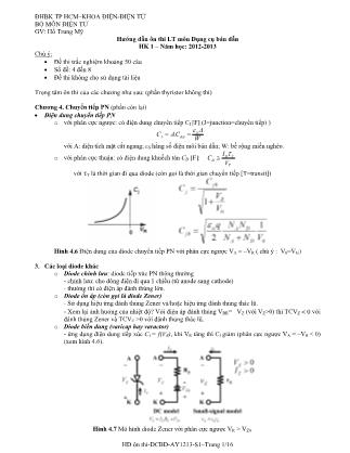 Hướng dẫn ôn thi lý thuyết học kỳ 1 môn Dụng cụ bán dẫn - Năm học 2012-2013 - Hồ Trung Mỹ