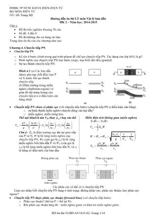 Hướng dẫn ôn thi lý thuyết học kỳ II môn Vật lý bán dẫn - Năm học 2014-2015 - Hồ Trung Mỹ
