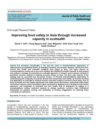 Improving food safety in Asia through increased capacity in ecohealth