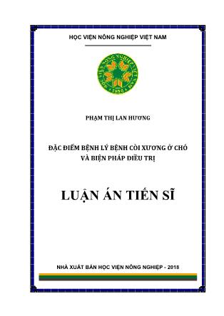 Luận án Đặc điểm bệnh lý bệnh còi xương ở chó và biện pháp điều trị