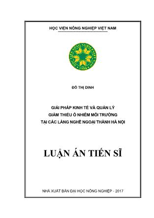 Luận án Giải pháp kinh tế và quản lý giảm thiểu ô nhiễm môi trường tại các làng nghề ngoại thành Hà Nội