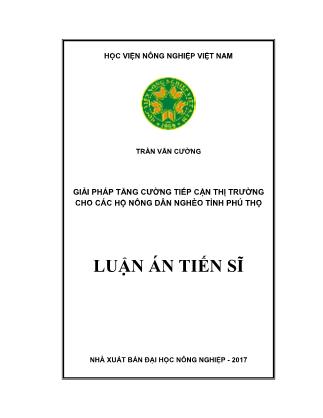 Luận án Giải pháp tăng cường tiếp cận thị trường cho các hộ nông dân nghèo tỉnh Phú Thọ