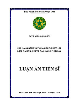 Luận án Khả năng sản xuất của các tổ hợp lai giữa gà Hon Chu và gà Lương Phượng