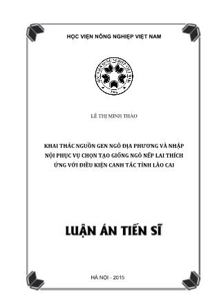 Luận án Khai thác nguồn gen ngô địa phương và nhập nội phục vụ chọn tạo giống ngô nếp lai thích ứng với điều kiện canh tác tỉnh Lào Cai