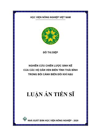 Luận án Nghiên cứu chiến lược sinh kế của các hộ dân ven biển tỉnh Thái Bình trong bối cảnh biến đổi khí hậu