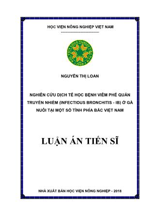 Luận án Nghiên cứu dịch tễ học bệnh viêm phế quản truyền nhiềm (Infectious bronchitis - IB) ở gà nuôi tại một số tỉnh phía Bắc Việt Nam