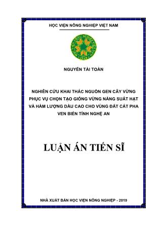 Luận án Nghiên cứu khai thác nguồn gen cây vừng phục vụ chọn tạo giống vừng năng suất hạt và hàm lượng dầu cao cho vùng đất cát pha ven biển tỉnh Nghệ An
