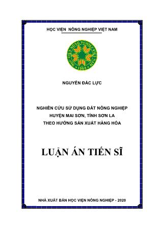 Luận án Nghiên cứu sử dụng đất nông nghiệp huyện Mai Sơn, tỉnh Sơn La theo hướng sản xuất hàng hóa
