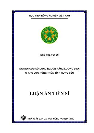 Luận án Nghiên cứu sử dụng nguồn năng lượng điện ở khu vực nông thôn tỉnh Hưng Yên
