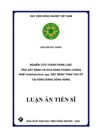 Luận án Nghiên cứu thành phần loài, tính gây bệnh và khả năng phòng chống nấm Colletotrichum spp. gây bệnh thán thư ớt tại đồng bằng sông Hồng