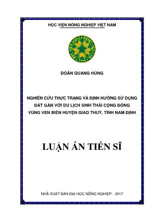 Luận án Nghiên cứu thực trạng và định hướng sử dụng đất gắn với du lịch sinh thái cộng đồng vùng ven biển huyện Giao Thuỷ, tỉnh Nam Định