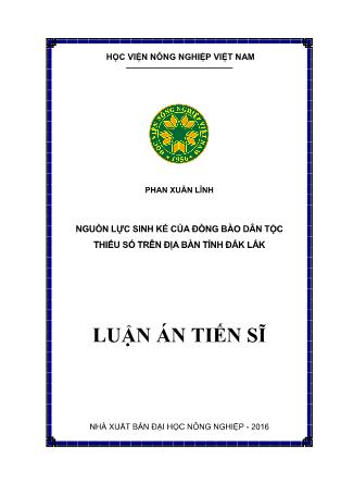 Luận án Nguồn lực sinh kế của đồng bào dân tộc thiểu số trên địa bàn tỉnh Đắk Lắk