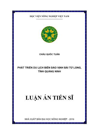 Luận án Phát triển du lịch biển đảo vịnh Bái Tử Long, tỉnh Quảng Ninh
