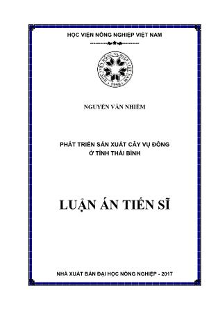 Luận án Phát triển sản xuất cây vụ đông ở tỉnh Thái Bình