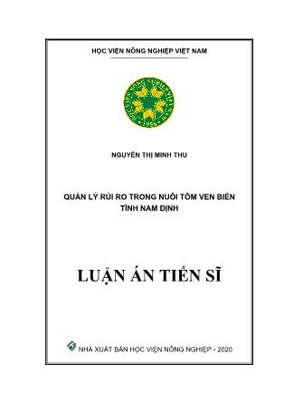 Luận án Quản lý rủi ro trong nuôi tôm ven biển tỉnh Nam Định