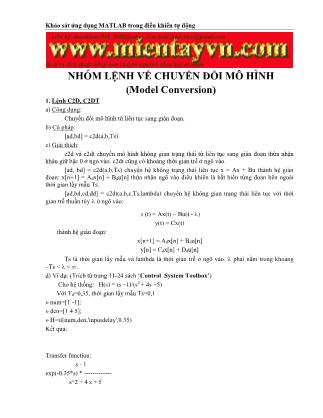 Nhóm lệnh về chuyển đổi mô hình (Model conversion)