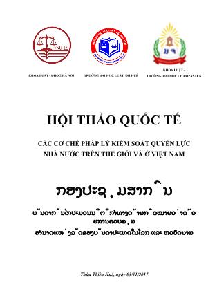 Tài liệu Hội thảo quốc tế - Các cơ chế pháp lý kiểm soát quyền lực nhà nước trên thế giới và ở Việt Nam