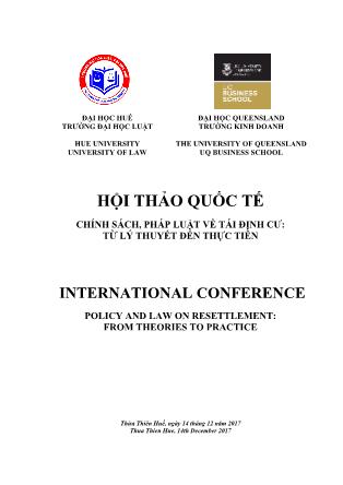 Tài liệu Hội thảo quốc tế - Chính sách, pháp luật về tái định cư: Từ lý thuyết đến thực tiễn