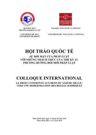 Tài liệu Hội thảo quốc tế - Sự đối mặt của pháp luật với những thách thức của thế kỷ 21: Phương hướng đổi mới pháp luật