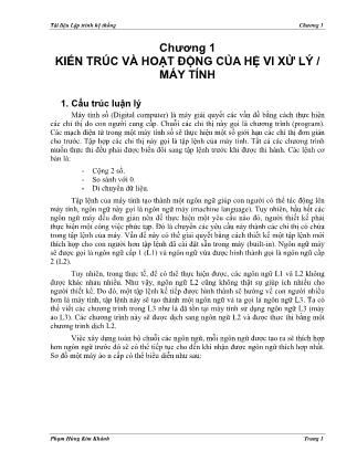 Tài liệu Lập trình hệ thống - Chương 1: Kiến trúc và hoạt động của hệ vi xử lý/máy tính