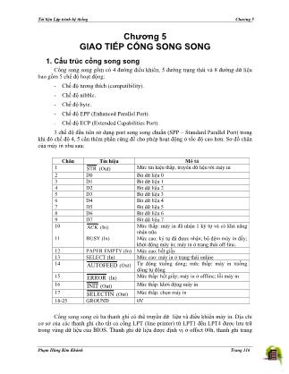 Tài liệu Lập trình hệ thống - Chương 5: Giao tiếp cống song song - Phạm Hùng Kim Khánh