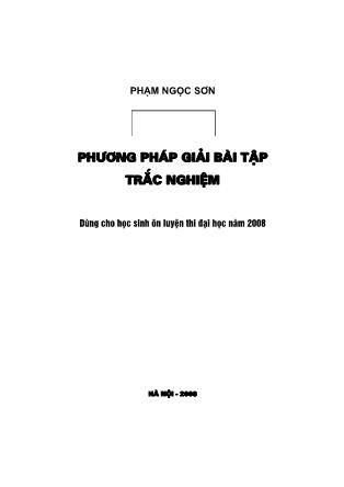 Tài liệu Phương pháp giải bài tập trắc nghiệm Hóa vô cơ