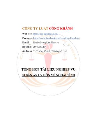Tổng hợp tài liệu nghiệp vụ 80 bản án ly hôn về ngoại tình