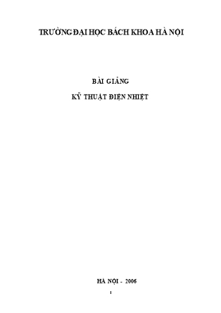 Bài giảng Kỹ thuật điện nhiệt - Nguyễn Đình Thiên