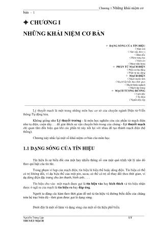 Bài giảng Lý thuyết mạch điện - Chương 1: Những khái niệm cơ bản