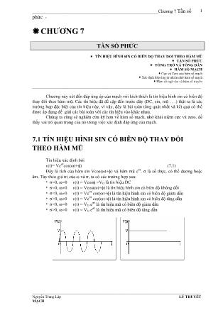 Bài giảng Lý thuyết mạch điện - Chương 7: Tần số phức
