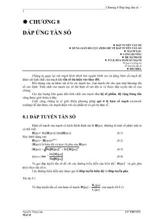 Bài giảng Lý thuyết mạch điện - Chương 8: Đáp ứng tần số