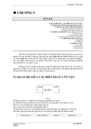 Bài giảng Lý thuyết mạch điện - Chương 9: Tứ cực