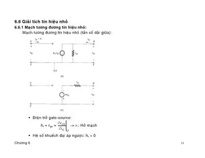 Bài giảng Mạch điện tử 1 - Chương 6: Transistor hiệu ứng trường FET (Phần 2)