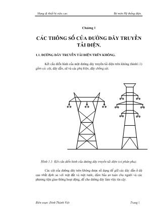 Bài giảng Mạng & thiết bị siêu cao - Chương 1: Các thông số của đường dây truyền tải điện - Đinh Thành Việt