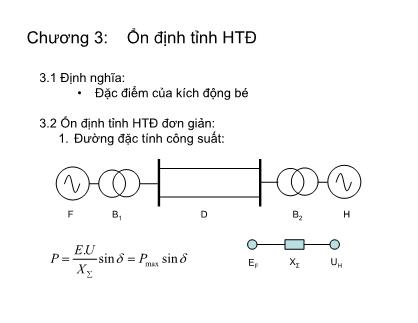 Bài giảng Ổn định hệ thống điện - Chương 3: Ổn định tĩnh hệ thống điện
