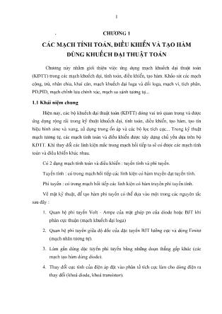 Giáo trình Điện từ trường - Chương 1: Các mạch tính toán, điều khiển và tạo hàm dùng khuếch đại thuật toán