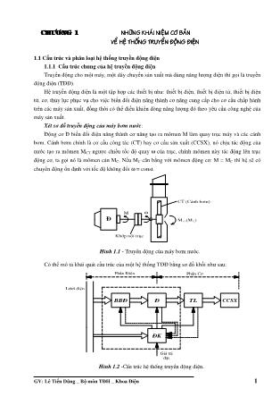 Giáo trình Hệ thống truyền động điện - Chương 1: Những khái niệm cơ bản về hệ thống truyền động điện