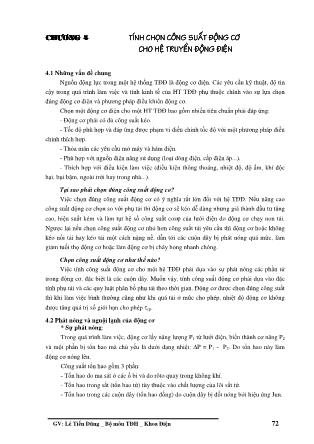 Giáo trình Hệ thống truyền động điện - Chương 4: Tính chọn công suất động cơ cho hệ truyền động điện