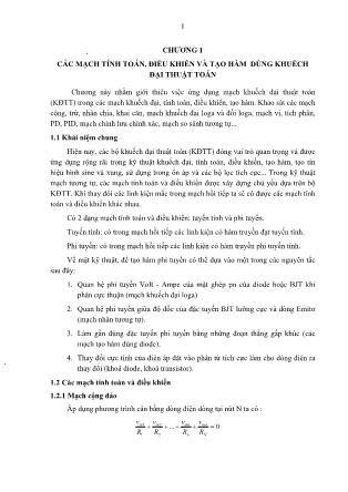 Giáo trình Kỹ thuật mạch điện tử - Chương 1: Các mạch tính toán, điều khiển và tạo hàm dùng khuếch đại thuật toán