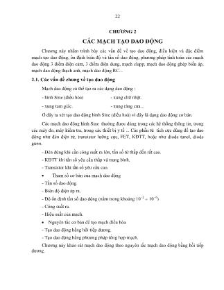 Giáo trình Kỹ thuật mạch điện tử - Chương 2: Các mạch tạo dao động