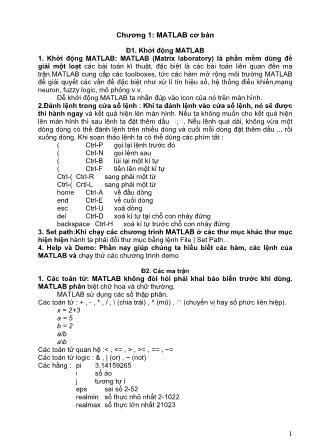 Giáo trình Matlab cơ bản - Chương 1: Matlab cơ bản
