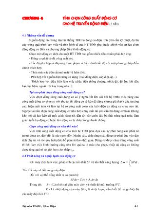Giáo trình môn Hệ thống truyền động điện - Chương 4: Tính chọn công suất động cơ cho hệ truyền động điện