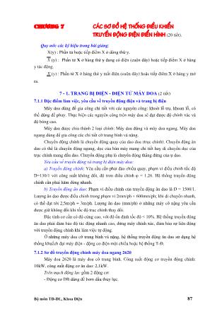 Giáo trình môn Hệ thống truyền động điện - Chương 7: Các sơ đồ hệ thống điều khiển truyền động điện điển hình